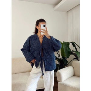 Fiyonklu Kırçıllı Ceket - LACİVERT