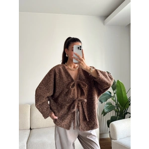 Fiyonklu Kırçıllı Ceket - KAHVE