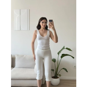 Flare Capri Pantolon - BEYAZ