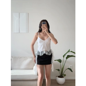 Floral Dantel Korse Büstiyer - BEYAZ