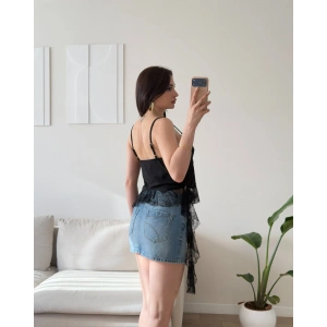 Floral Dantel Korse Büstiyer - SİYAH
