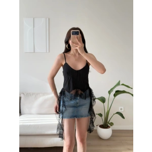 Floral Dantel Korse Büstiyer - SİYAH