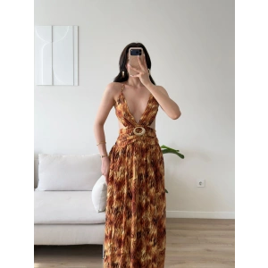 Fontana Çift Yırtmaç Maxi Elbise