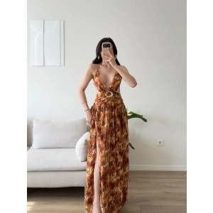 Fontana Çift Yırtmaç Maxi Elbise