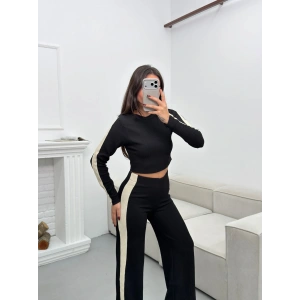 Garnili Triko Pantolon Takım - SİYAH