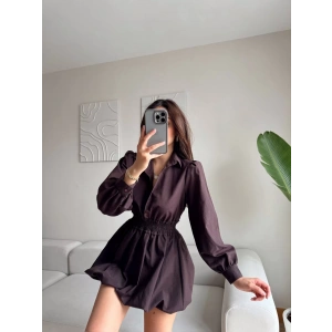 Gipeli Balon Elbise - ACI KAHVE