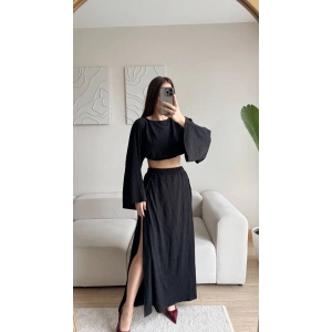 Gofre Oversize Takım - SİYAH