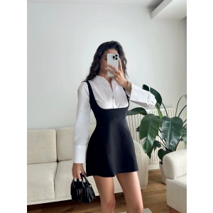 Gömlek Detay Salopet Elbise - SİYAH