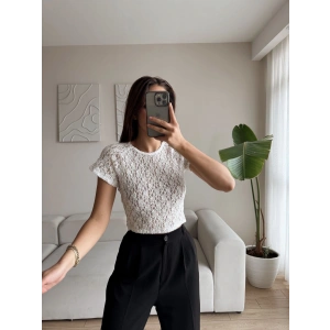 Güpürlü Dantel Crop - BEYAZ