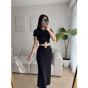 Halka Detay Etekli İkili Takım - SİYAH