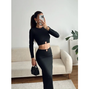 Halka Detay Etekli Takım - SİYAH