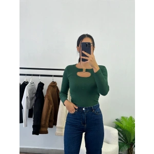 Halka Detay Kaşkorse Bluz - YEŞİL