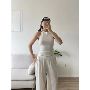 Halter Crop Balon Pantolon Takım - BEYAZ