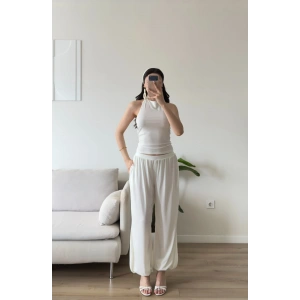 Halter Crop Balon Pantolon Takım - BEYAZ