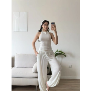 Halter Crop Balon Pantolon Takım - BEYAZ
