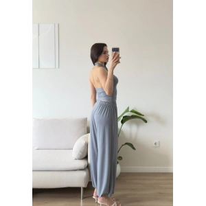 Halter Crop Balon Pantolon Takım - GRİ