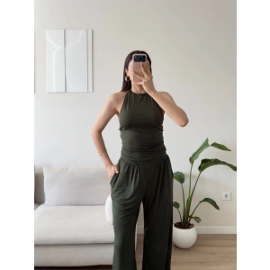 Halter Crop Balon Pantolon Takım - HAKİ