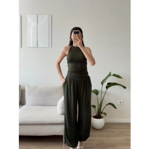 Halter Crop Balon Pantolon Takım - HAKİ