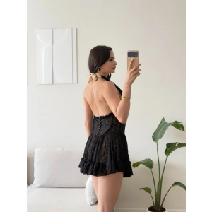 Halter Dantel Korseli Mini Elbise - AMARA