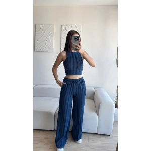 Halter Fitilli İkili Takım - LACİVERT