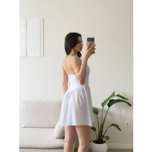 Halter Yaka Prenses Elbise - BEYAZ