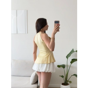 Halter Yaka Peplum Bluz - SARI