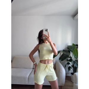 Halter Yaka Şortlu Takım - SARI