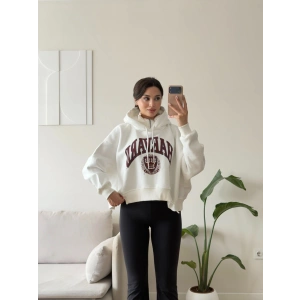 Harvard Fermuarlı Oversize Sweat - BEYAZ