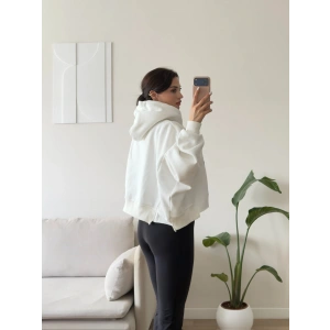 Harvard Fermuarlı Oversize Sweat - BEYAZ