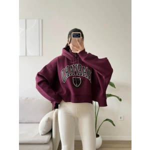 Harvard Fermuarlı Oversize Sweat - BORDO