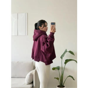 Harvard Fermuarlı Oversize Sweat - BORDO