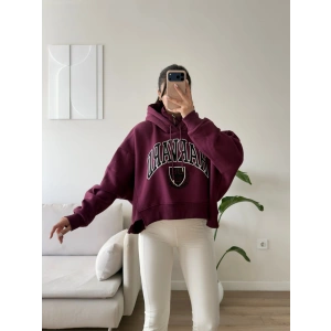 Harvard Fermuarlı Oversize Sweat - BORDO