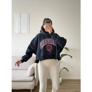 Harvard Fermuarlı Oversize Sweat - LACİVERT