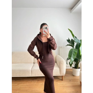 Hırkalı Elbise Takım - KAHVE