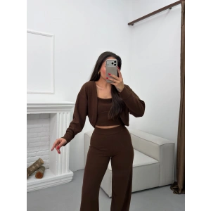 Hırkalı Üçlü Takım - KAHVE