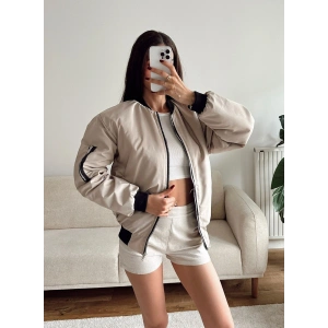 İçi Dolgulu Bomber Ceket - BEJ