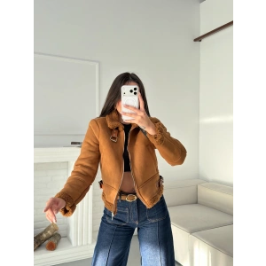 İçi Kürklü Biker Mont - TABA