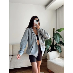 İçi Şardonlu Oversize Hırka - GRİ