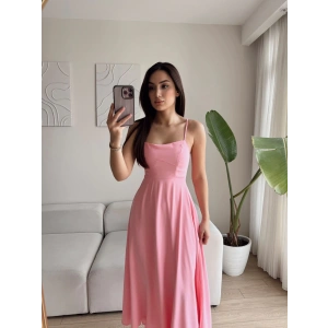 İp Askılı Volanlı Prenses Elbise - PUDRA