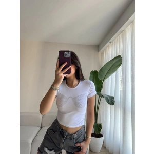 İşlemeli Crop-BEYAZ