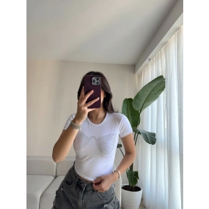 İşlemeli Crop-BEYAZ