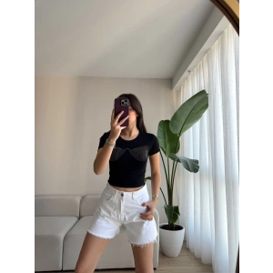 İşlemeli Crop-SİYAH
