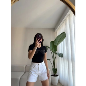 İşlemeli Crop-SİYAH