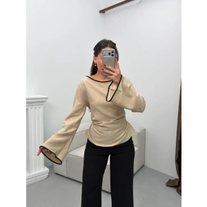 İspanyol Kol Biyeli Bluz - BEJ