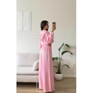 Kapüşonlu Crop Üçlü Takım - PEMBE