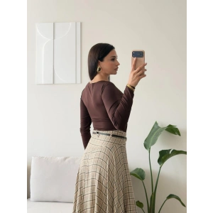 Kare Yaka Bodysuit - KAHVE
