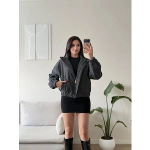 Kaşe Bomber Ceket - FÜME