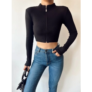 Kaşkorse Crop Bluz Hırka-SİYAH