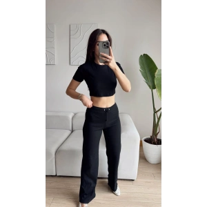 Kaşkorse Crop & Pantolon Takım - SİYAH