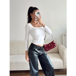 Kaşkorse Kare Yaka Crop - BEYAZ